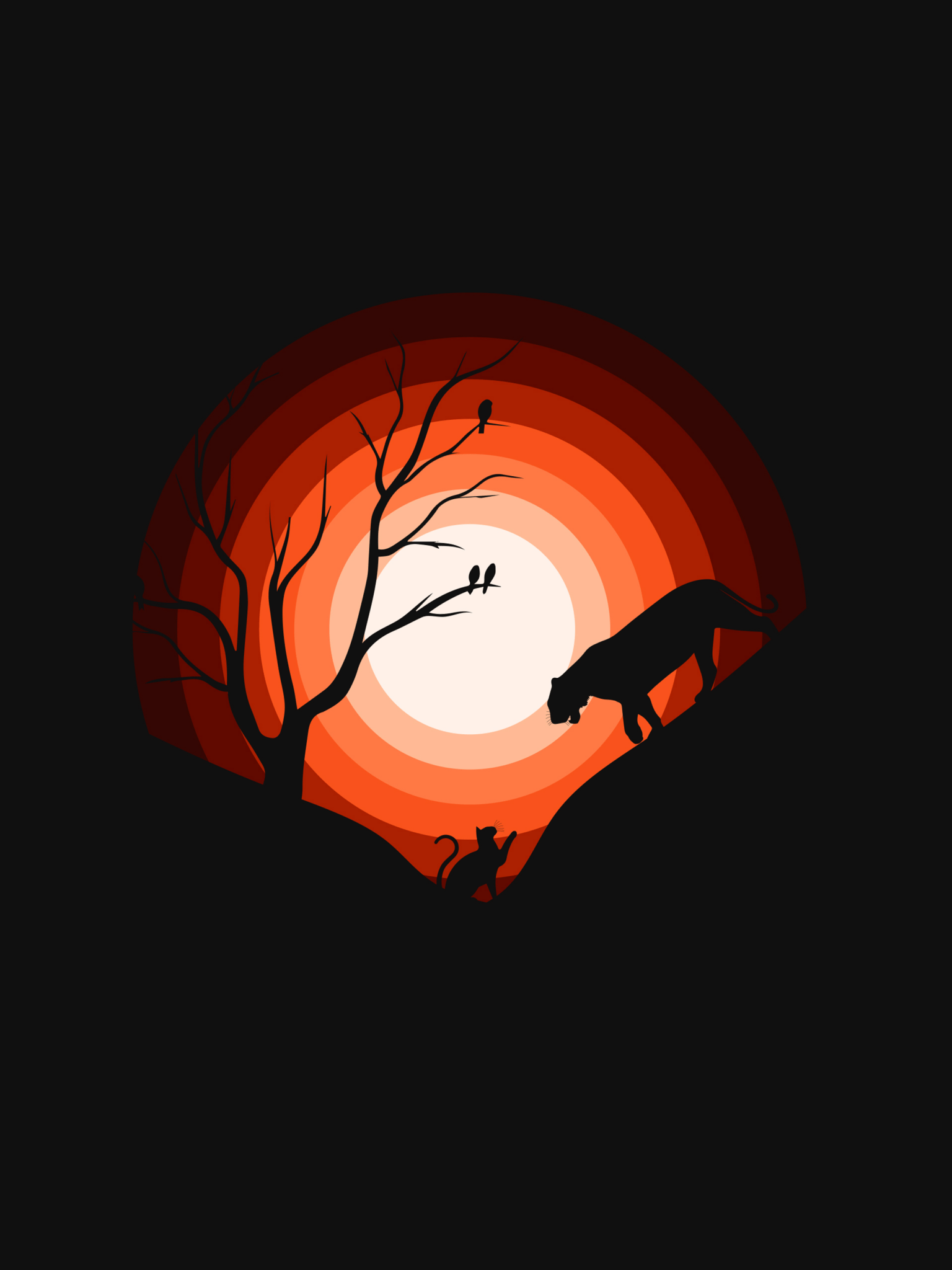1536x2048 Orange Black Wallpaper