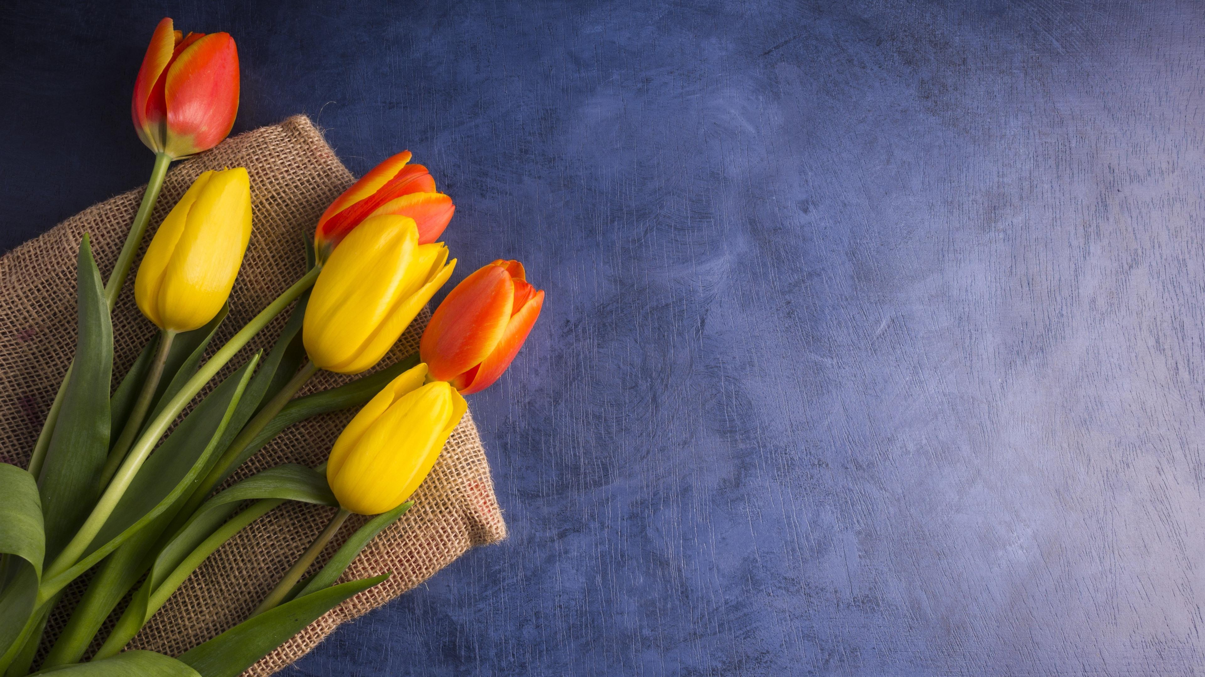 3840x2160 Wallpaper Yellow and orange tulips, bouquet 3840x2160 UHD 4K Picture, Image
