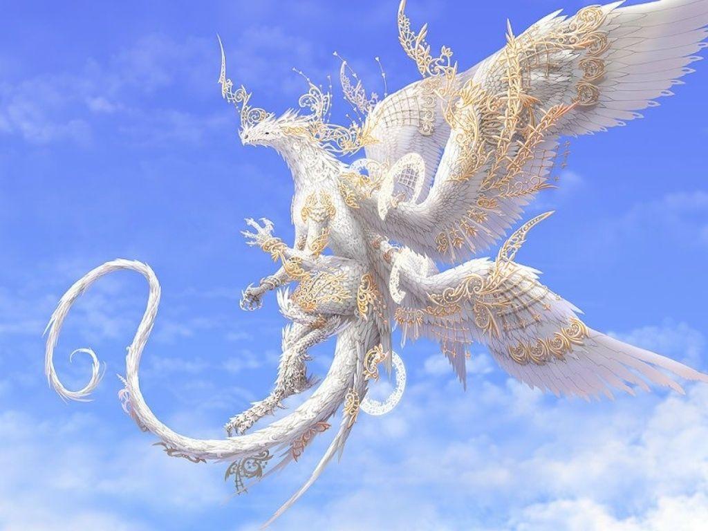 1024x768 HD White Dragon Wallpaper
