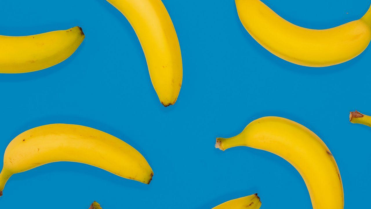 1280x720 Wallpaper bananas, fruit, yellow, blue hd, picture, image