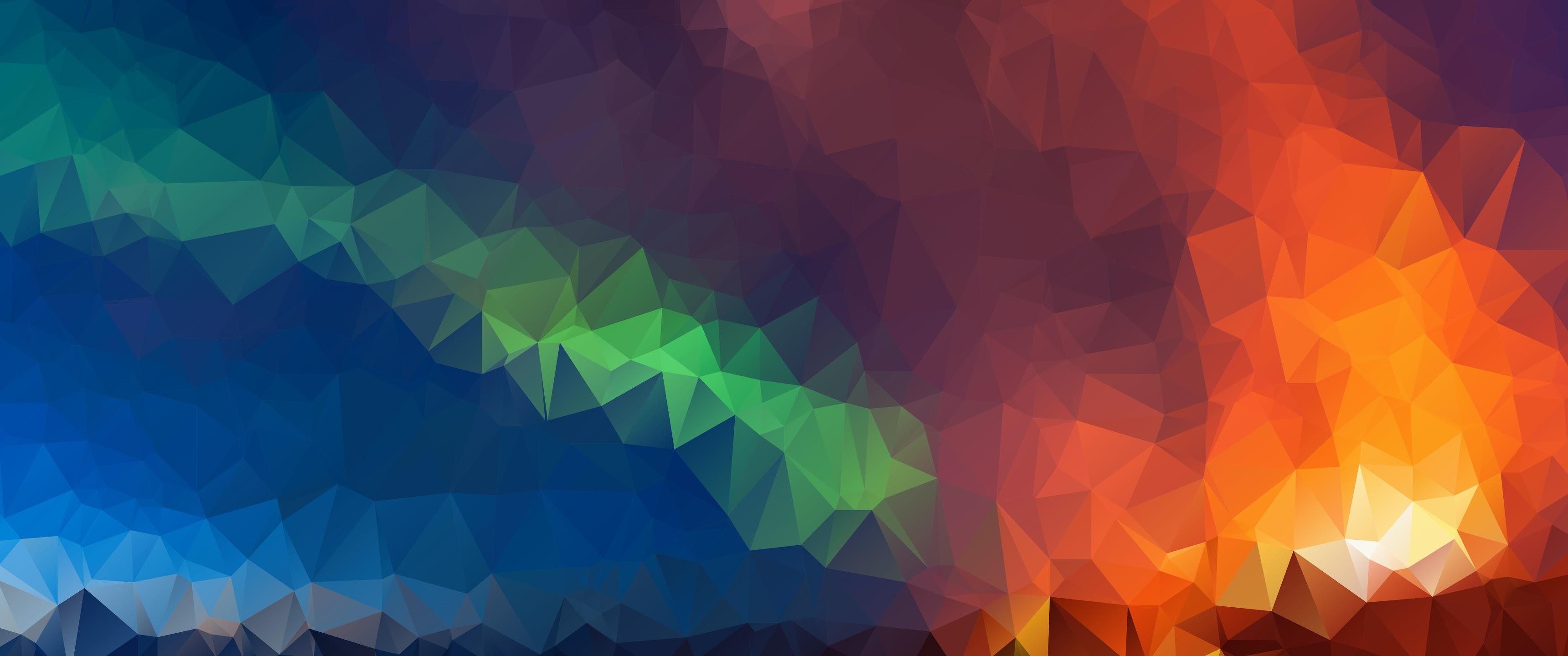 3440x1440 Abstract Colorful Polygon 8K Wallpaper