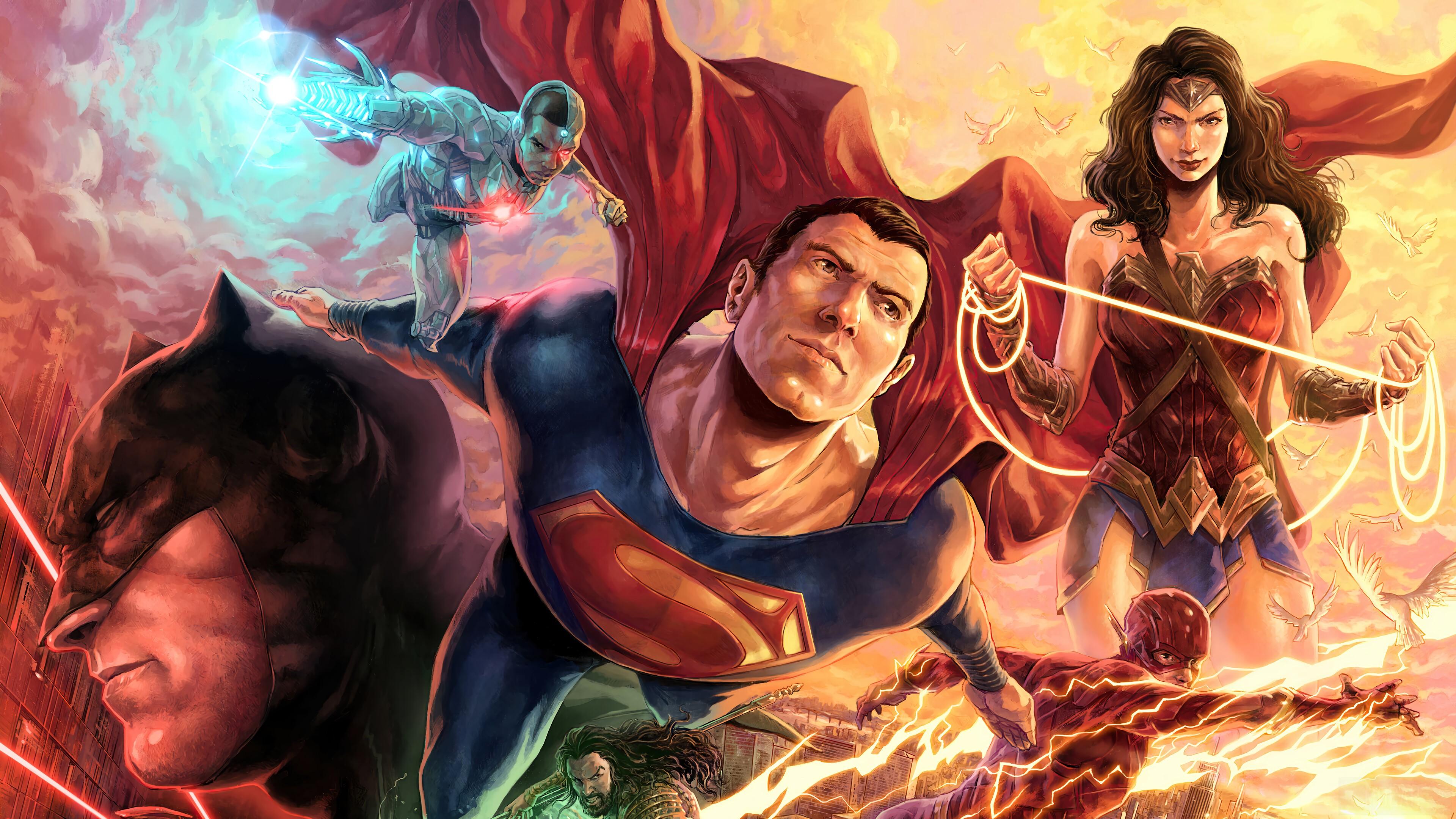 3840x2160 Justice League, Members, Superman, Batman, Wonder Woman, Flash, Cyborg 4k wallpaper HD Wallpaper