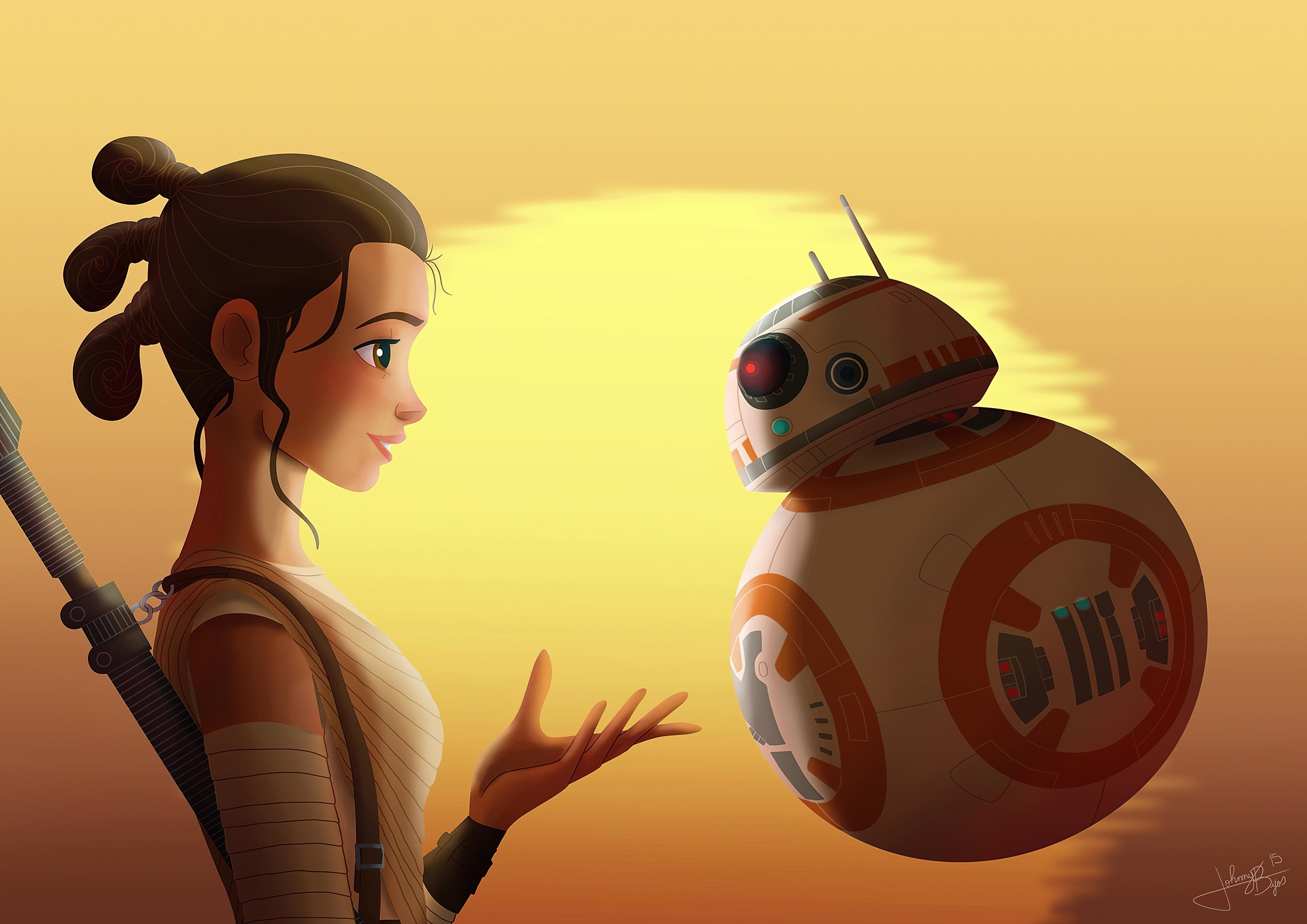 3840x2715 Wallpaper 4k Star Wars Rey And Bb8 Wallpaper