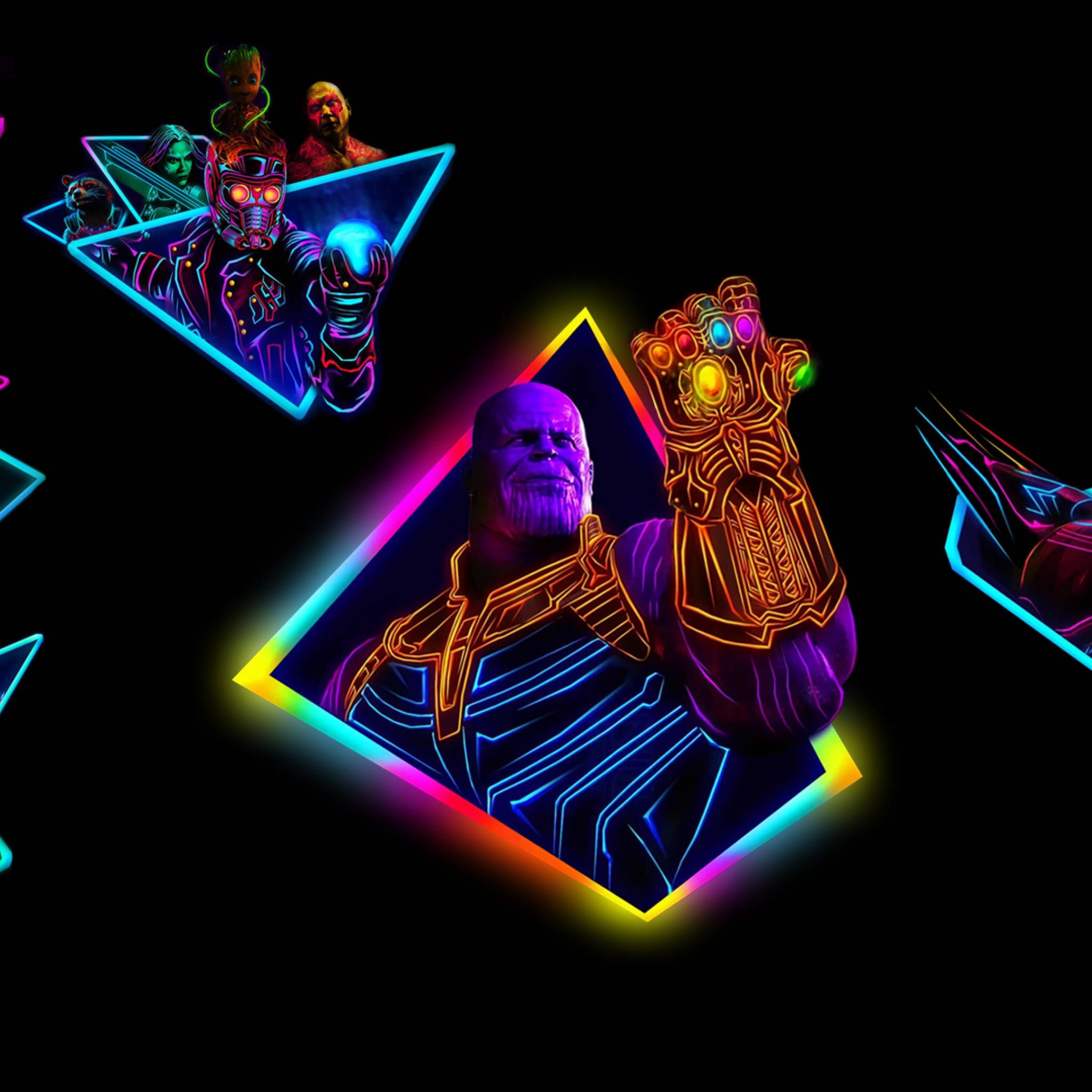 2048x2048 Avengers Infinity War 80s Neon Style Art iPad Air Wallpaper, HD Movies 4K Wallpaper, Image, Photo and Background