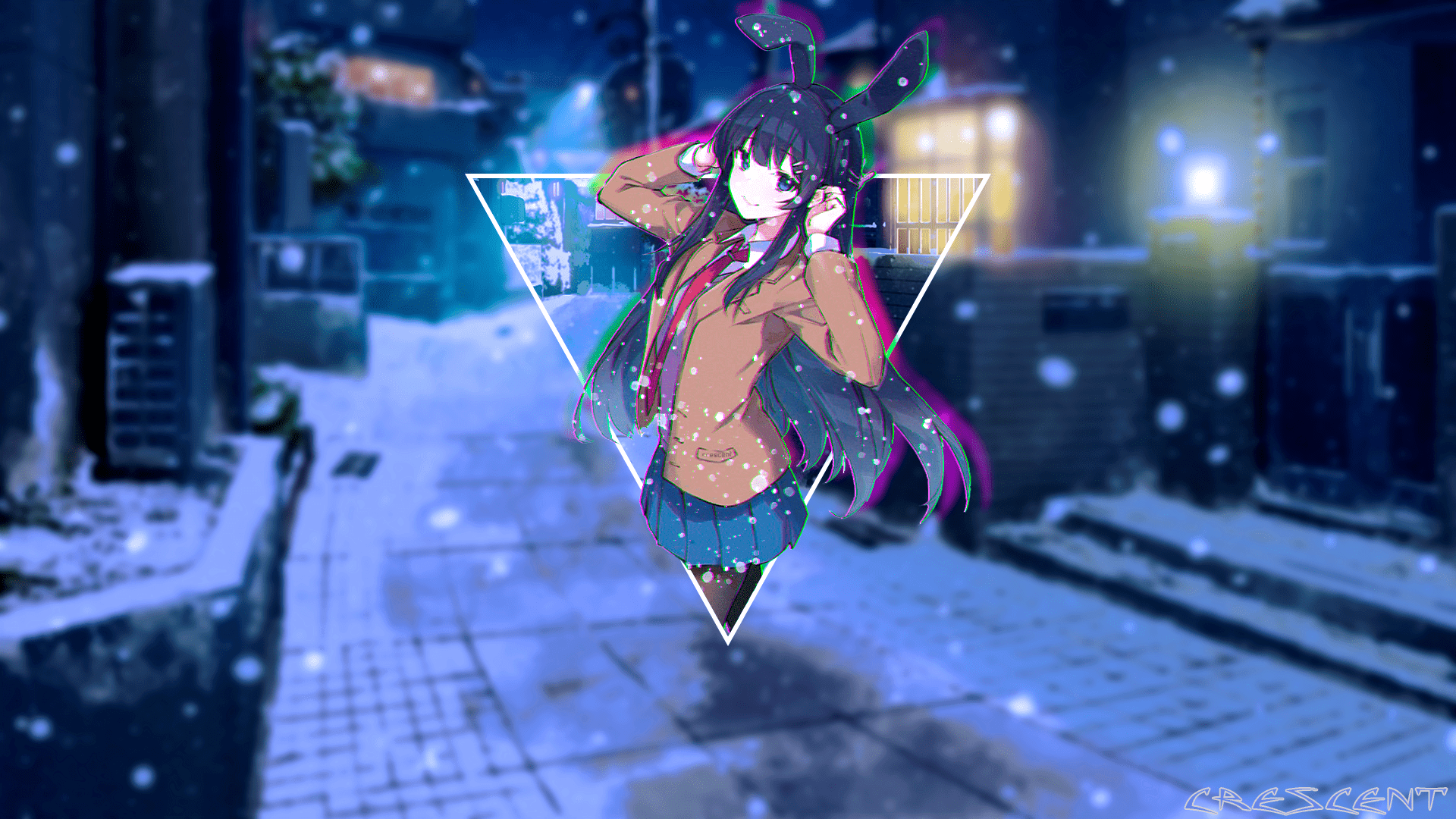 1920x1080 Wallpaper / Mai Sakurajima, Bunny Girl, Anime Girls, Tie, Miniskirt, Bunny Ears, Anime, Long Hair, Seishun Buta Yarou Wa Bunny Girl Senpai No Yume O Minai, Picture In Picture, Seishun Buta Yarō