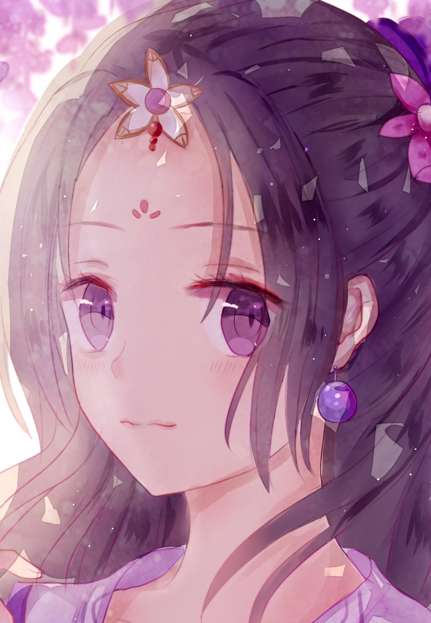 1440x2080 Download 1440x2960 wallpaper beautiful, anime girl, purple eyes, cutie, samsung galaxy s samsung galaxy s8 plus, 1440x2960 HD image, background, 5760