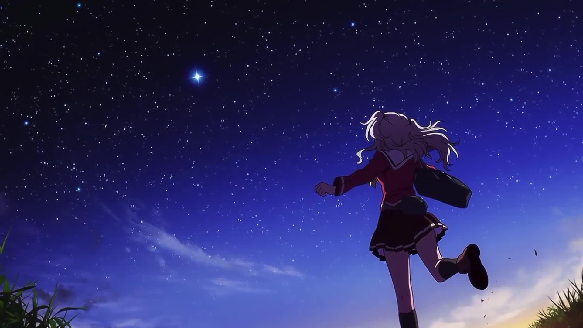 1920x1080 Blue Anime Galaxy Wallpaper