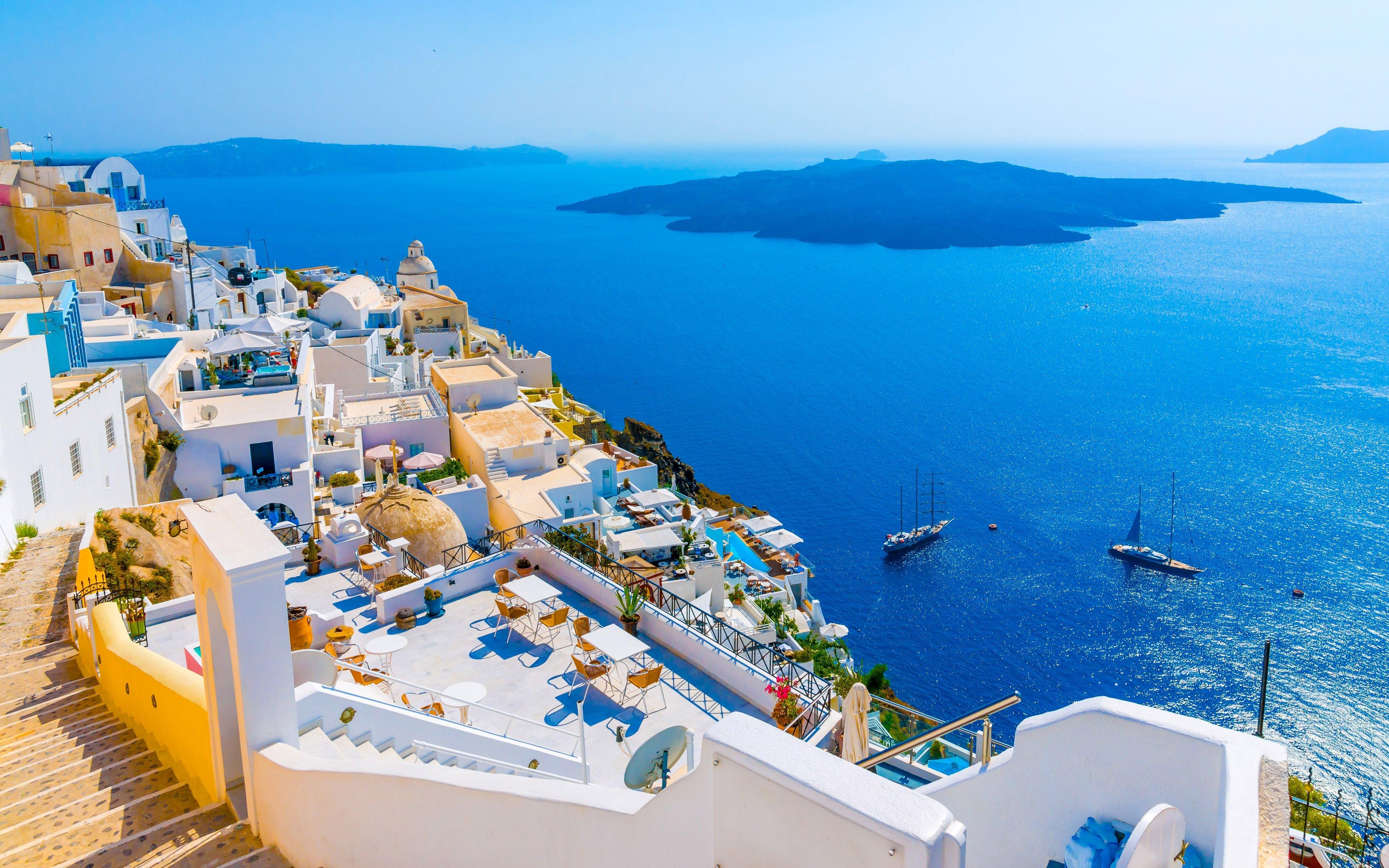 4210x2631 Santorini Wallpaper 4K