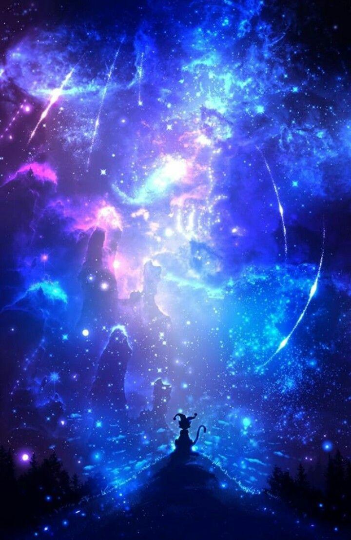 720x1107 Galaxy Anime Blue Wallpaper