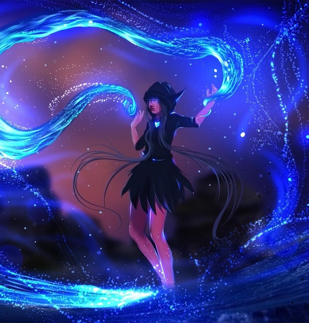 1080x1129 Download 1080x1920 wallpaper water bending, anime girl, night, original, samsung galaxy s s note, sony xperia z, z z z htc one, lenovo vibe, google pixel oneplus honor xiaomi