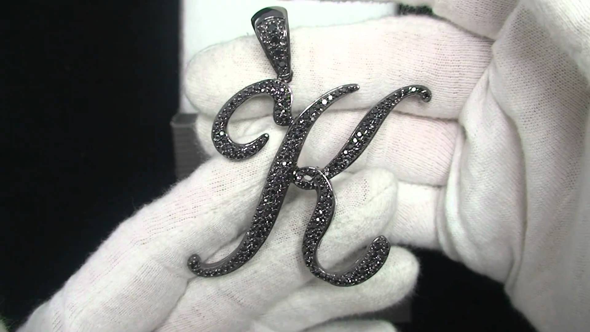 1920x1080 All Black Silver Letter K Pendant. Hip Hop Script Initial