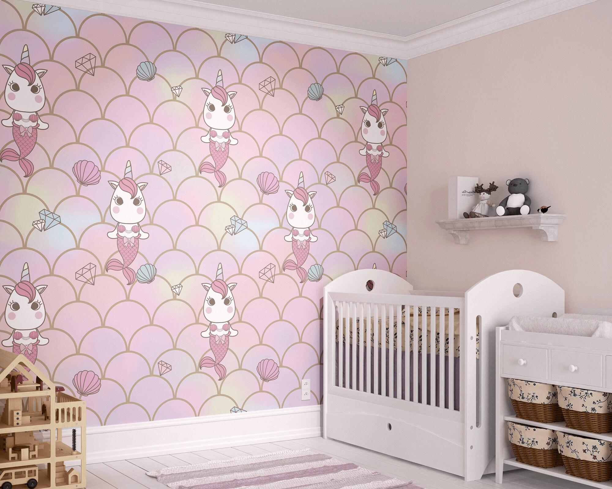 2000x1600 Pink Unicorn Mermaid Wallpaper Mural Mermaid Unicorn Girls