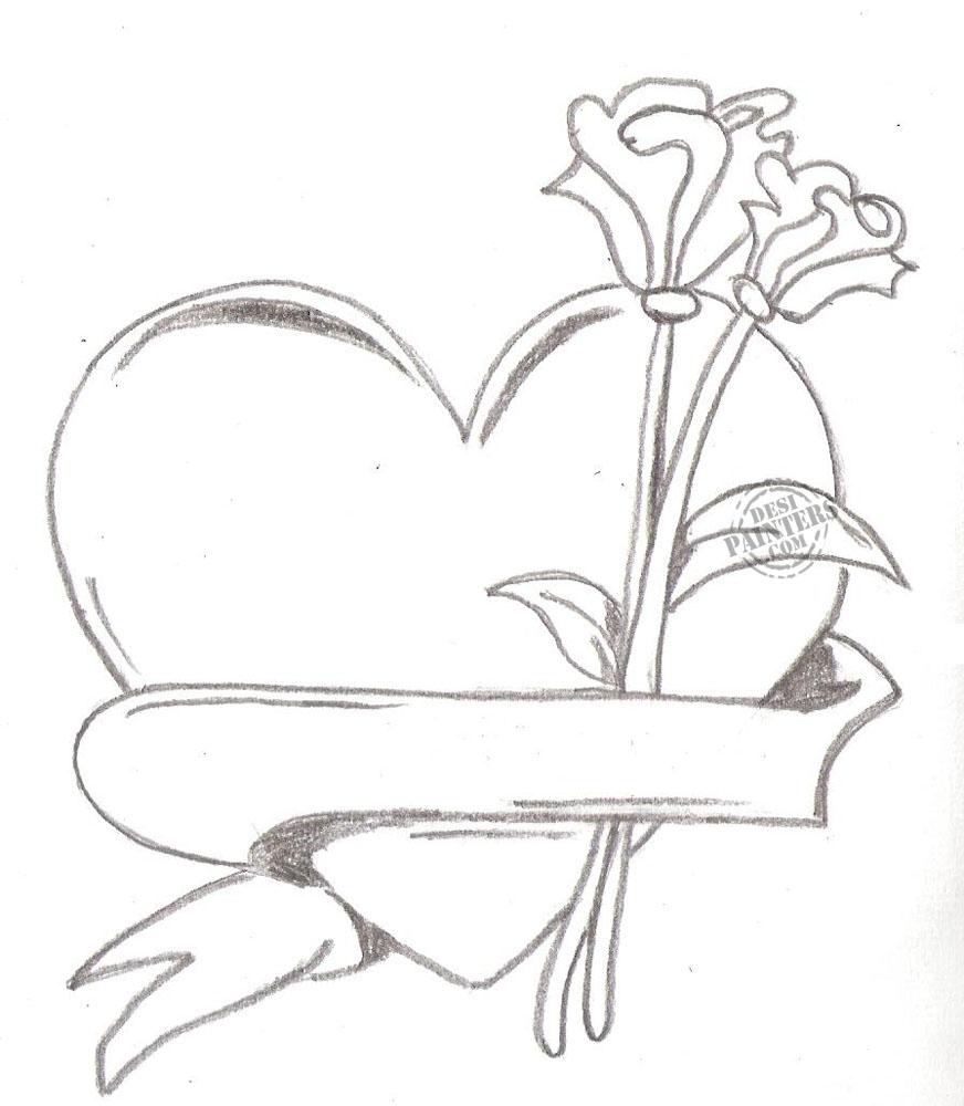 872x1000 Free Pencil Drawings Of Hearts And Roses, Download Free Pencil Drawings Of Hearts And Roses png image, Free ClipArts on Clipart Library