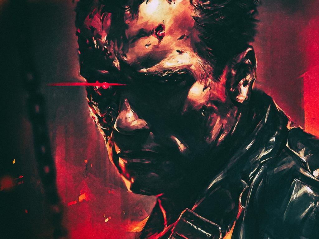 1024x768 Desktop wallpaper terminator t- cyborg, arnold schwarzenegger, movie, art, HD image, picture, background, 08b0dd