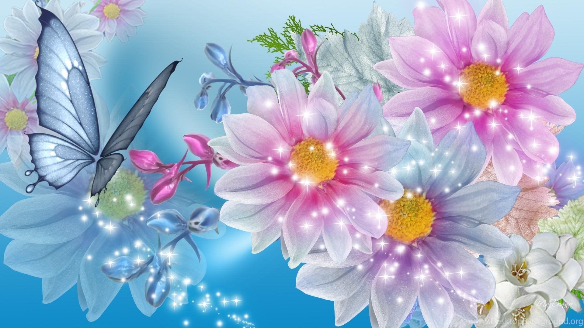 1920x1080 Blue And Pink Flower Wallpaper Wallpaper Zone Desktop Background