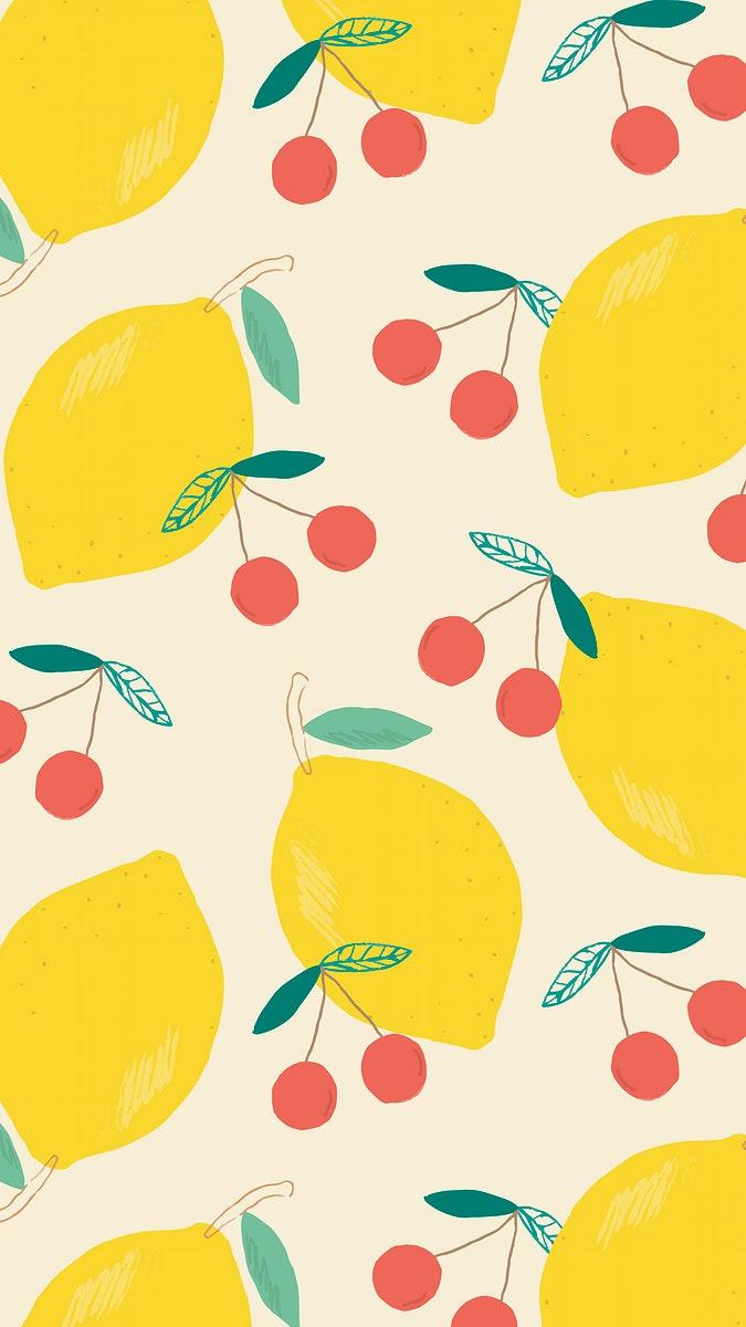 675x1200 Psd lemon cherry pattern background
