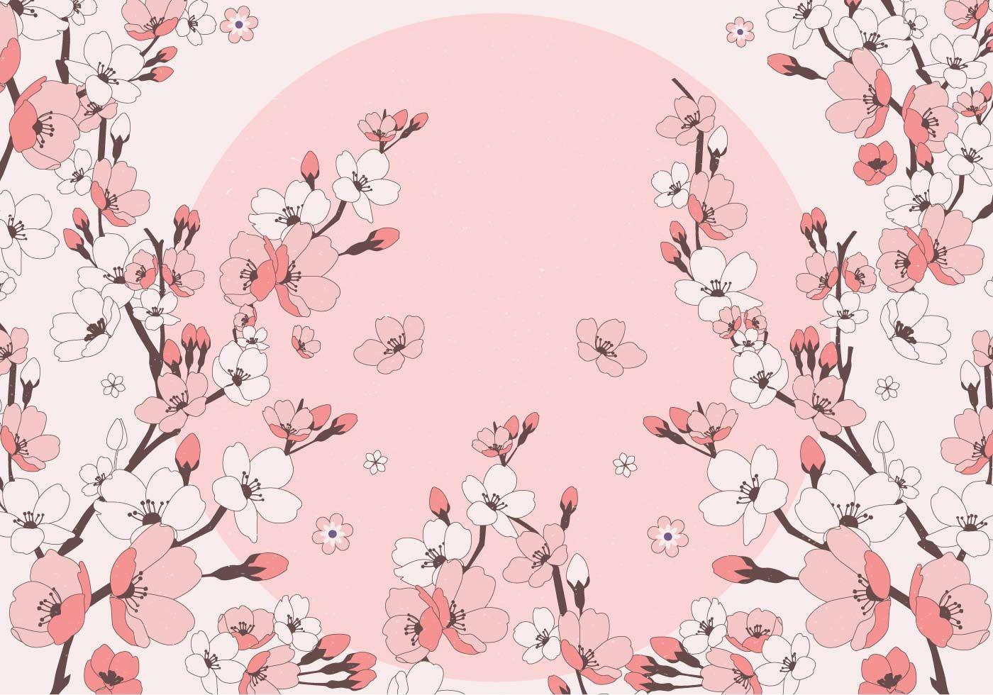 1400x980 Cherry Blossom Flower Pattern Circle Frame Background. Cherry blossom wallpaper, Cherry blossom background, Cherry blossom art