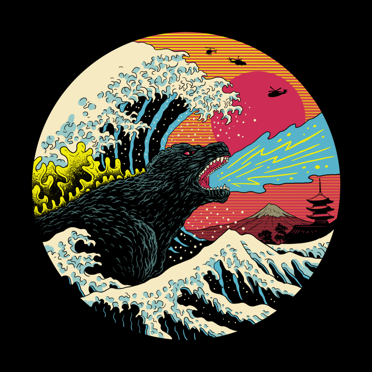 1200x1200 Retro Wave Kaiju. Vincent Trinidad Art. Godzilla wallpaper, Japanese pop art, Art prints