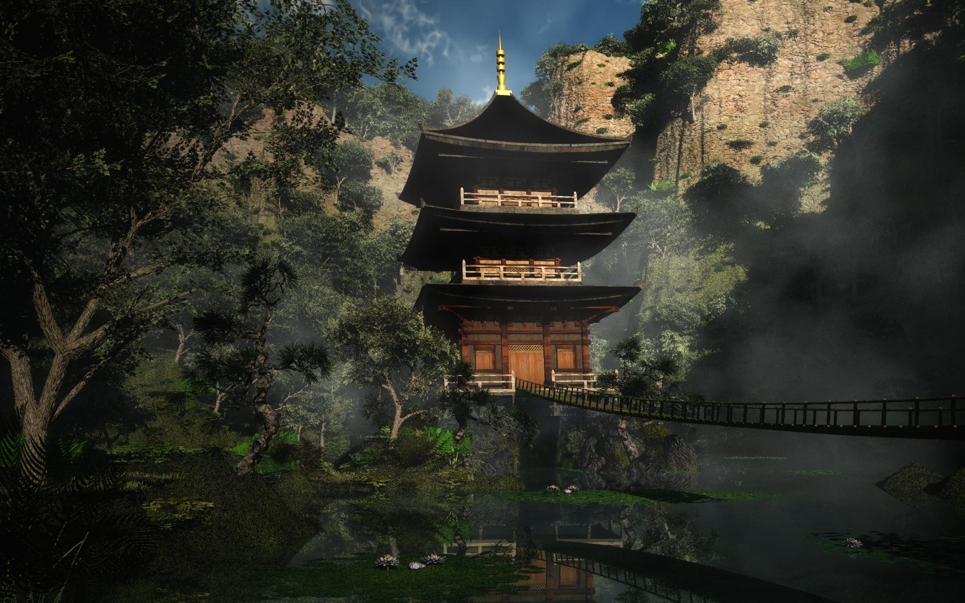 1920x1200 illustrations, Temples, Artwork, Asian