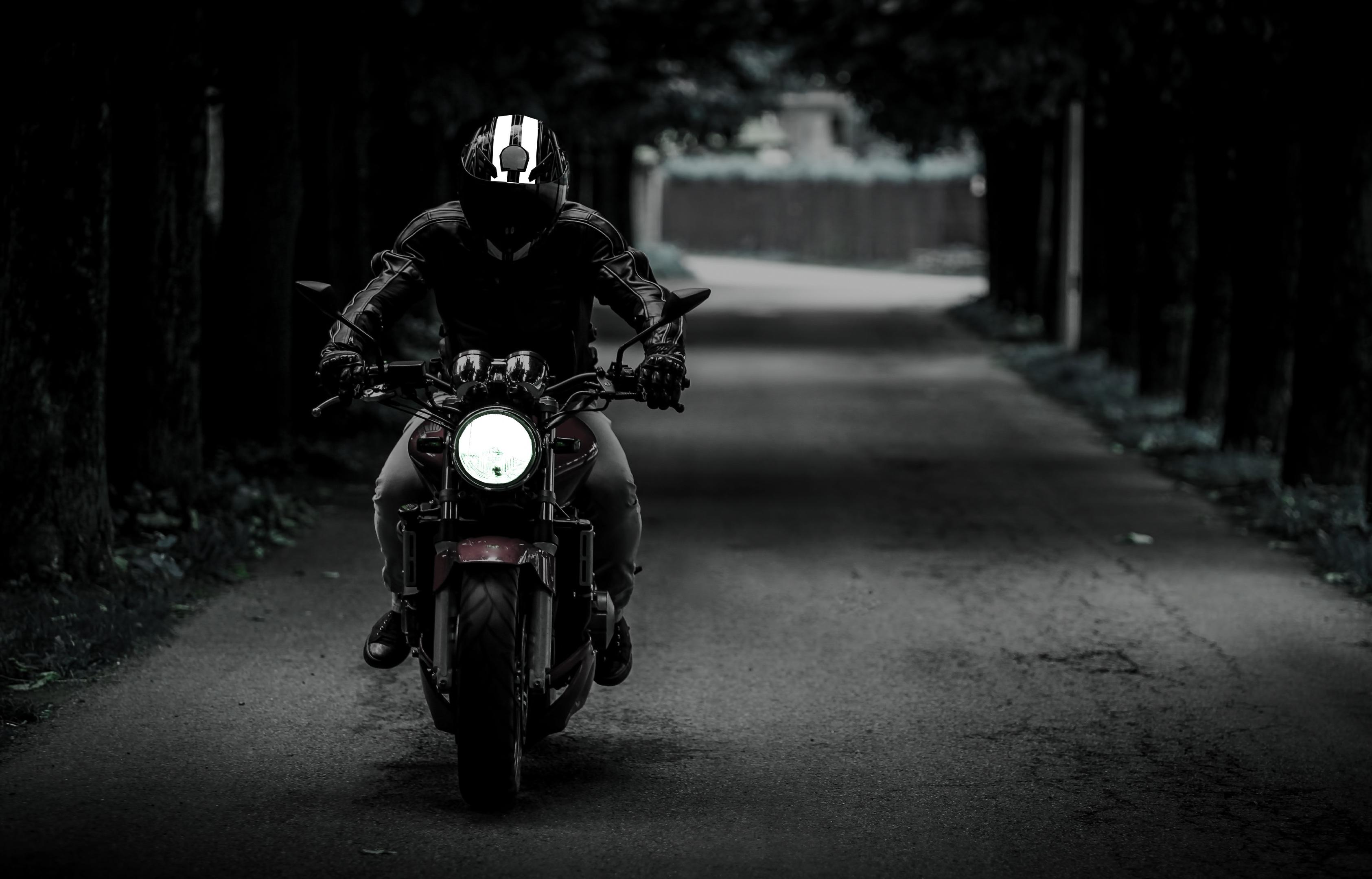 3371x2160 Biker Wallpaper 4K, Dark, Motorcycle, Road, Black Dark