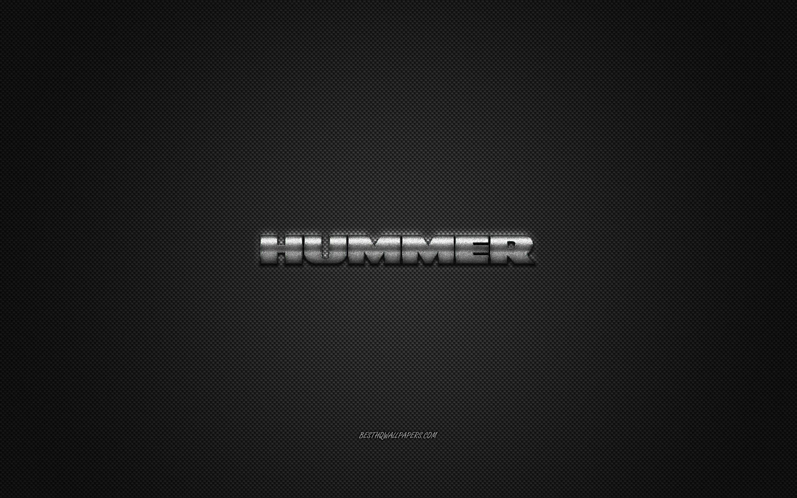 2560x1600 Download wallpaper Hummer logo, silver logo, gray carbon fiber background, Hummer metal emblem, Hummer, cars brands, creative art for desktop with resolution 2560x1600. High Quality HD picture wallpaper