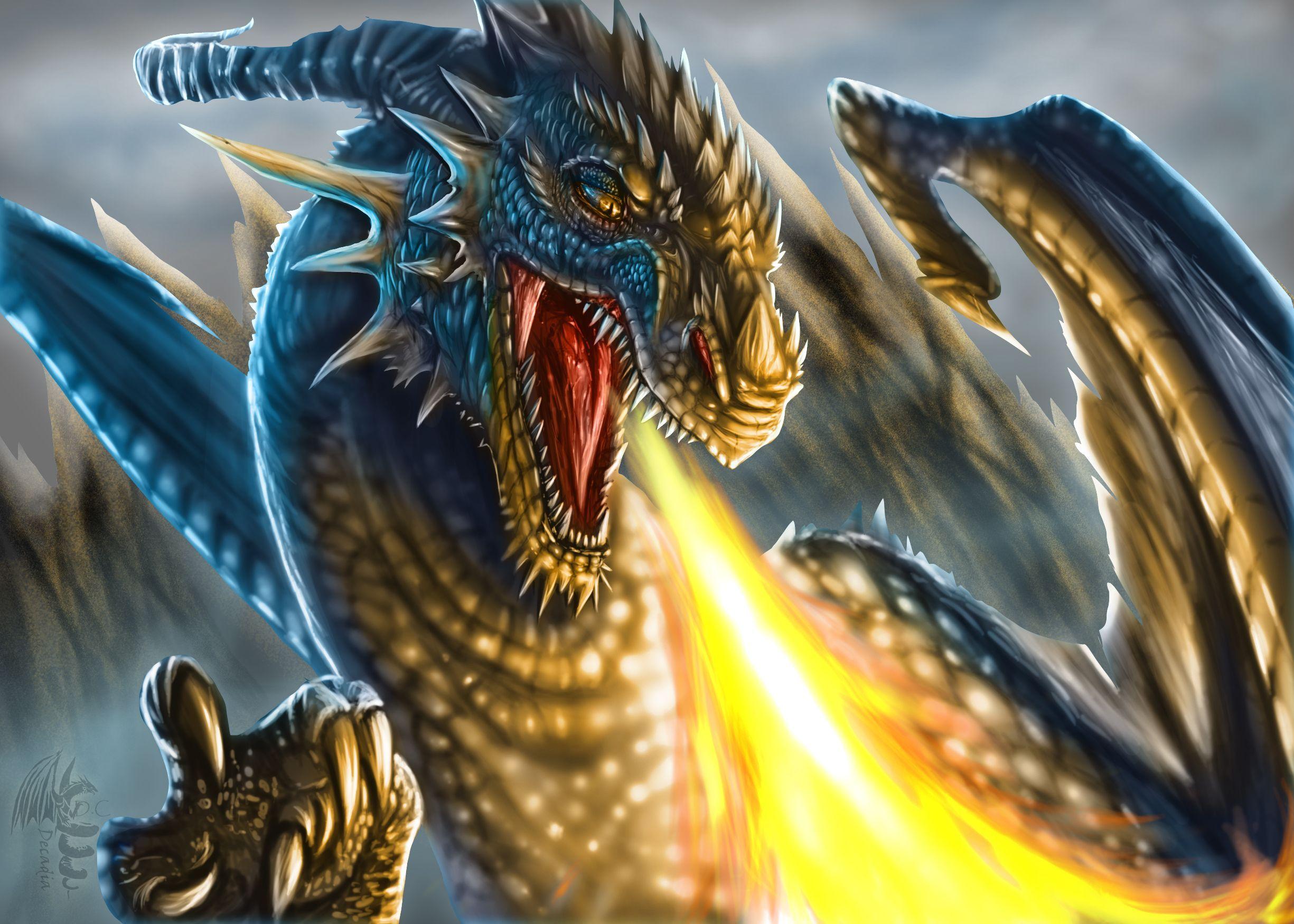 2450x1750 Fire Breathing Dragon Wallpaper