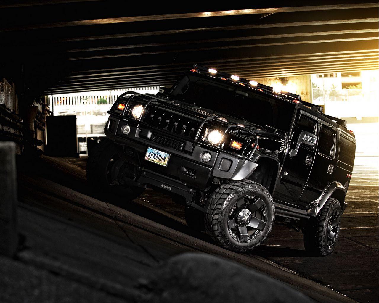 1280x1024 Download wallpaper 1280x1024 hummer, h black, off road, suv standard 5:4 HD background