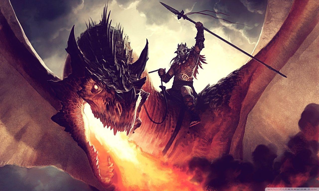 1280x768 Fire Breathing Dragon HD Desktop Wallpaper : Widescreen : High Definition : Fullscreen : Mobile : Dual Monitor. Fantasy Dragon, Dragon Rider, Fantasy Art