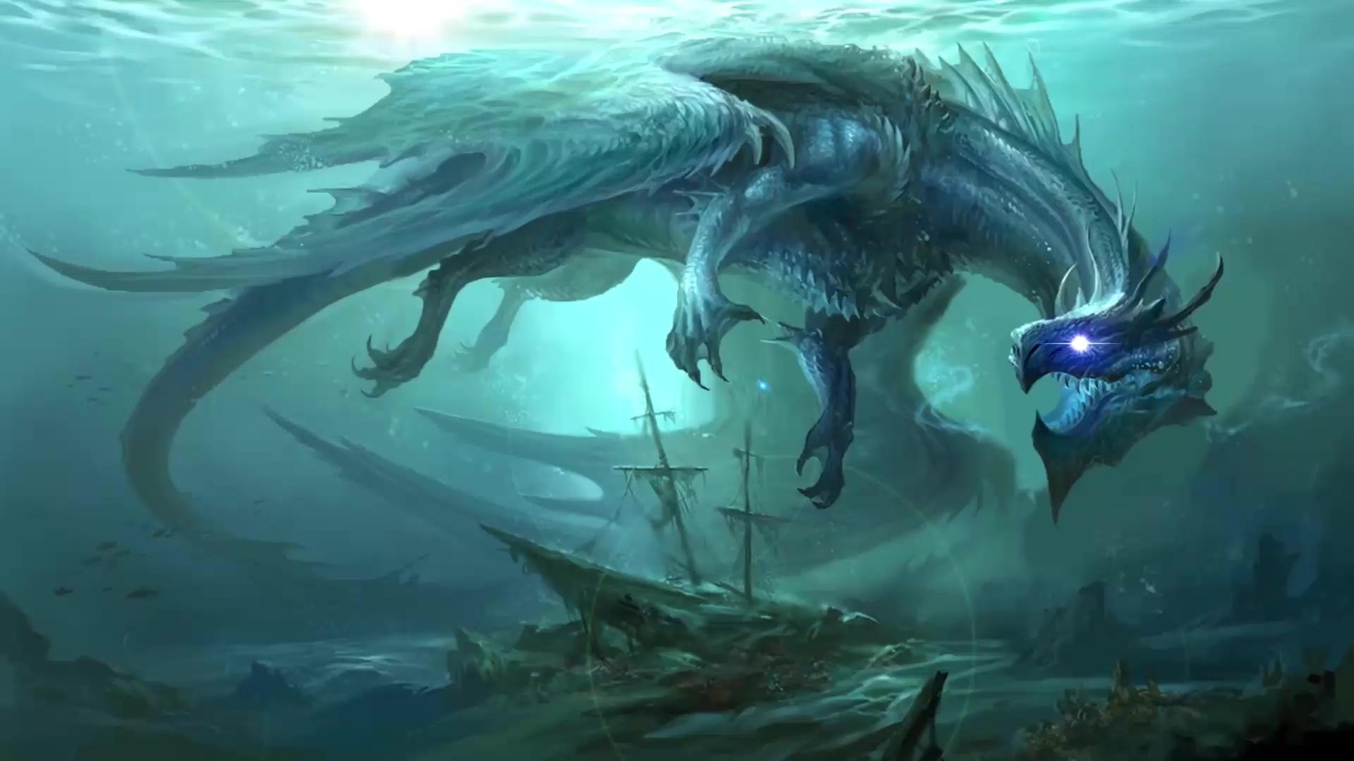 1920x1080 Blue Dragon In Water Live Wallpaper