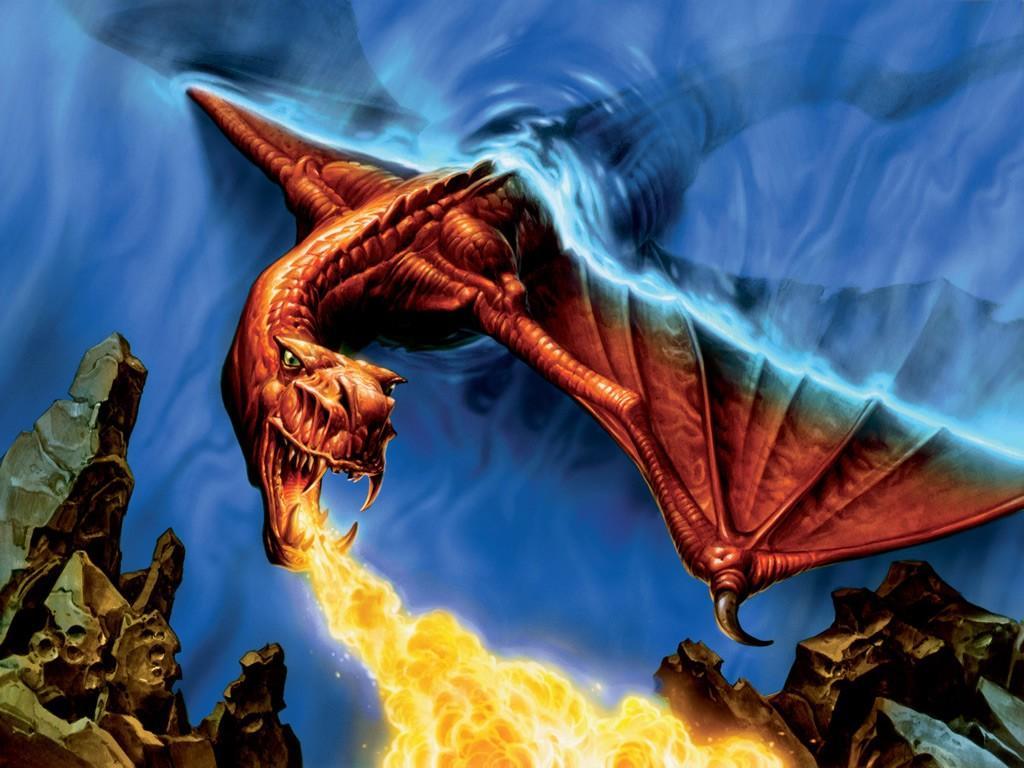 1024x768 Fire Dragon Wallpaper