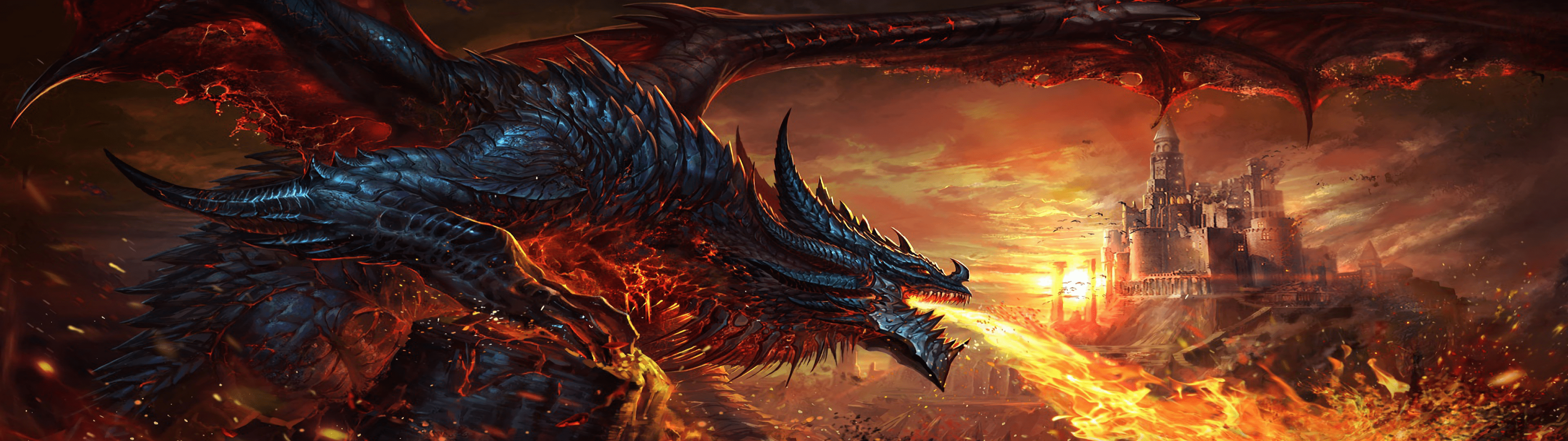 3840x1080 Fantasy Fire Breathing Dragon 3840x1080
