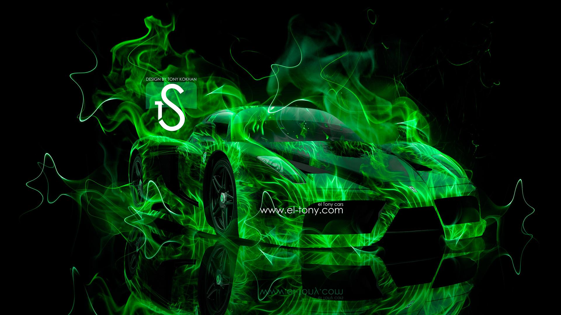 1920x1080 Ferrari Enzo Green Fire Car 2013 Abstract Smoke HD Wallpaper Car HD