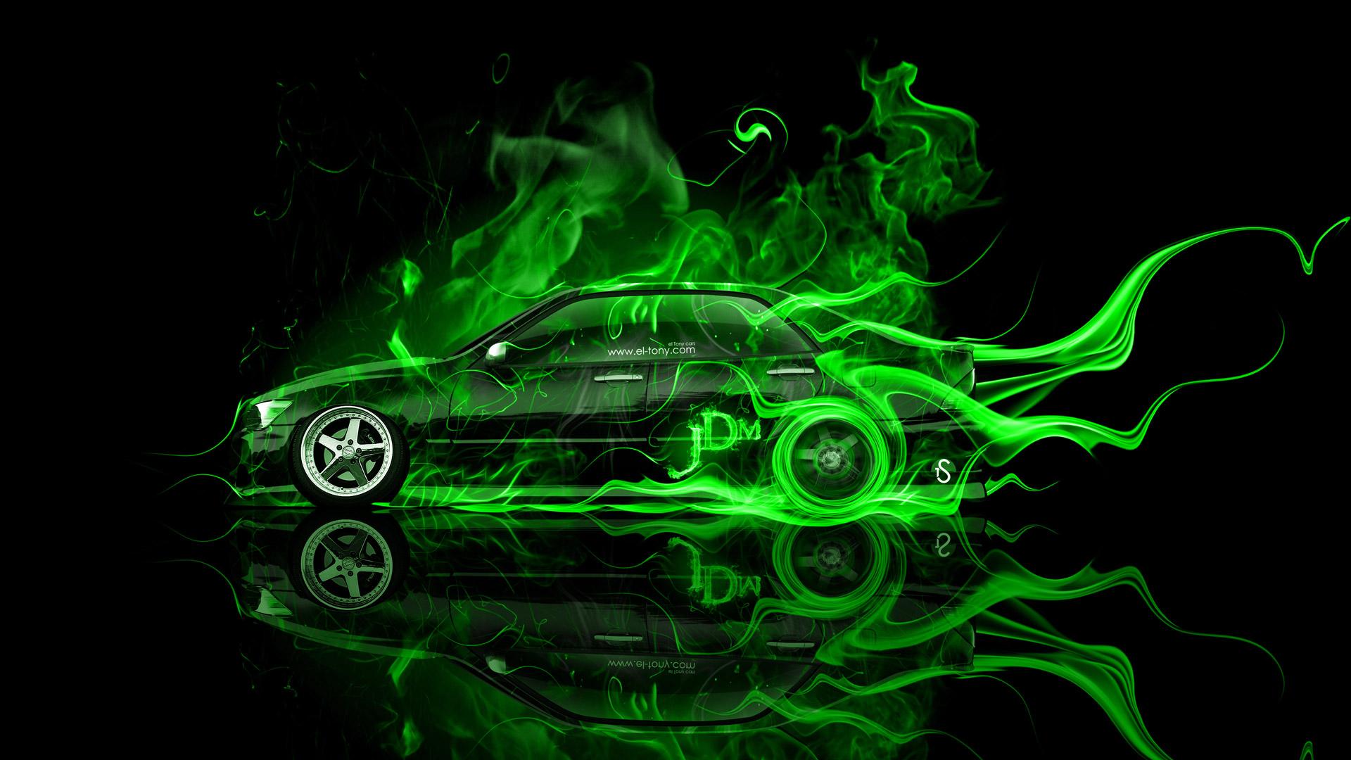 1920x1080 Neon Green Car Drifting