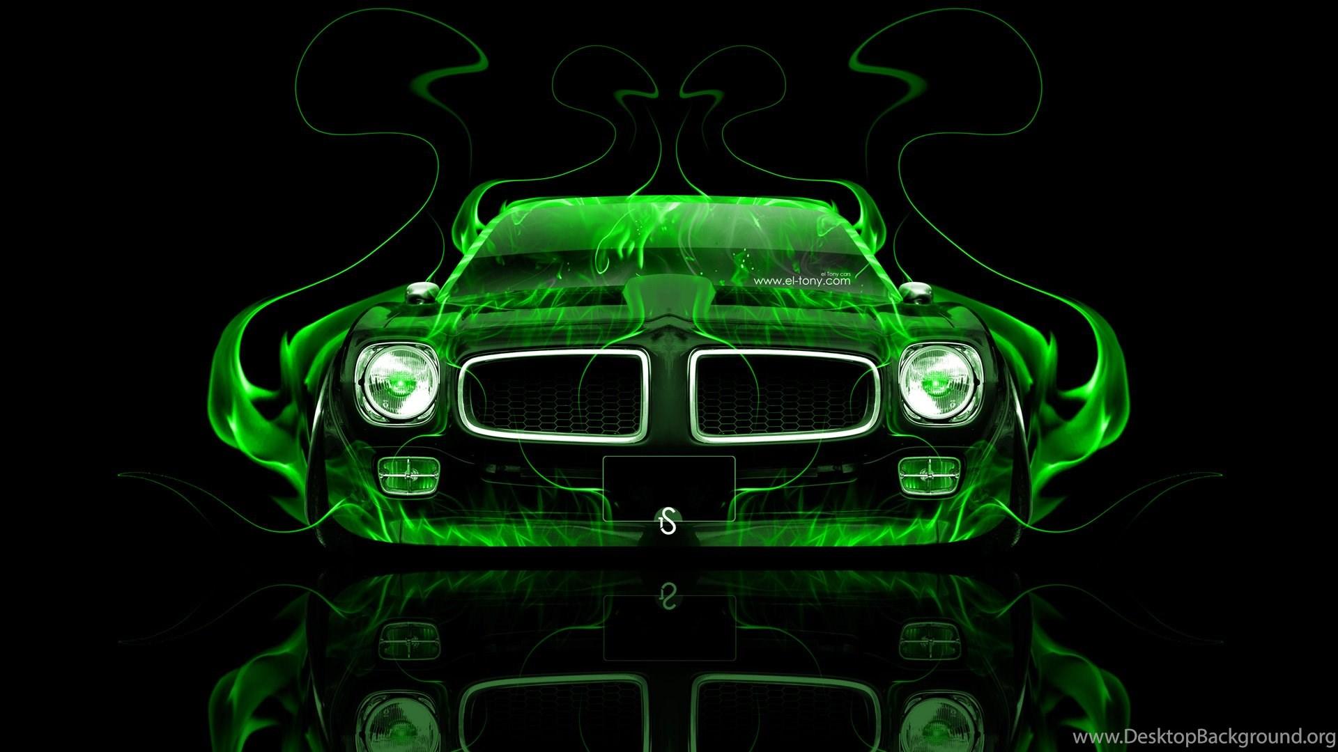 1920x1080 Pontiac Firebird Front Green Fire Abstract Car 2014 HD Wallpaper. Desktop Background