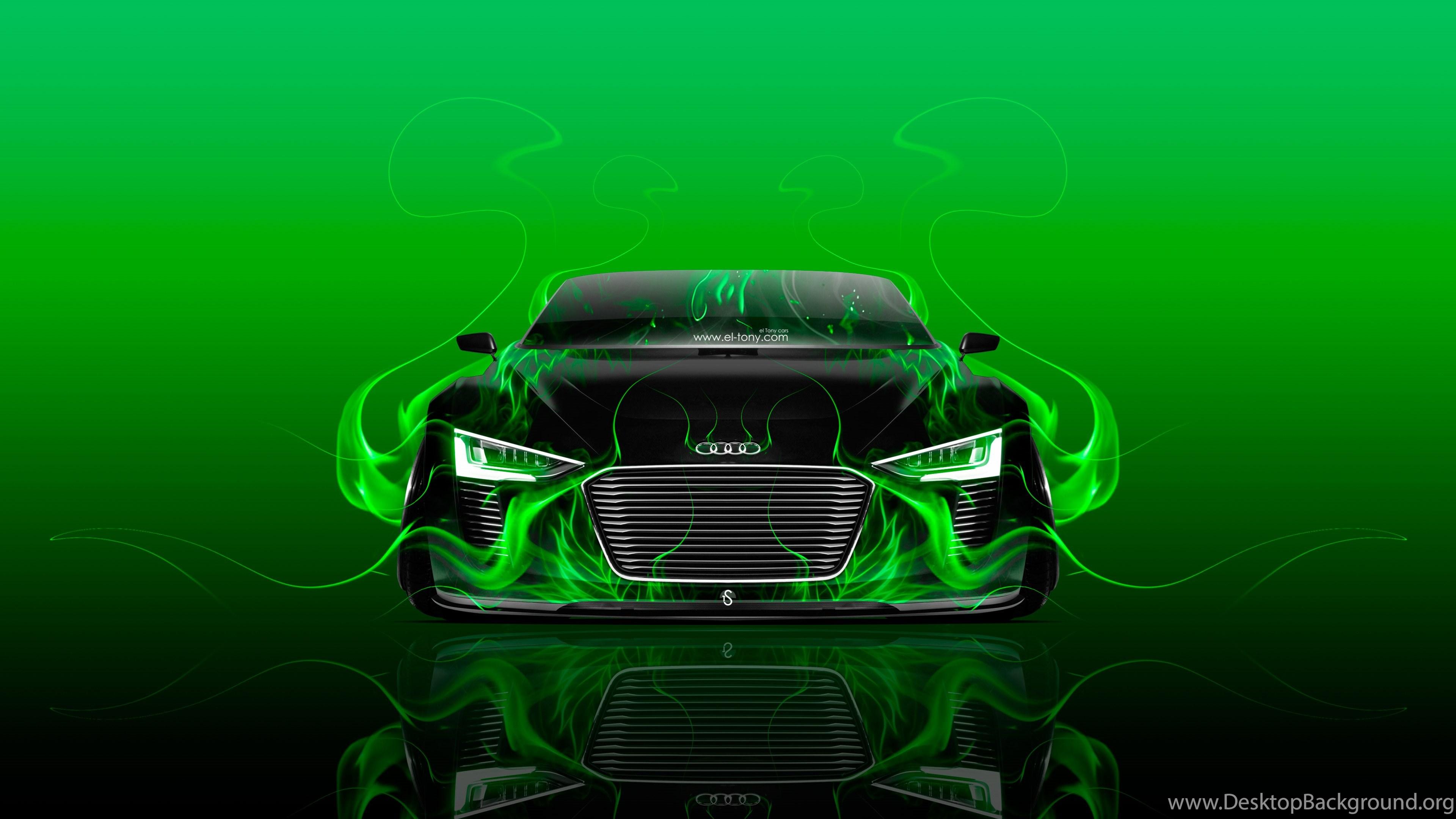 3840x2160 Audi E tron Spyder Front Fire Abstract Car 2015 Wallpaper El Tony. Desktop Background