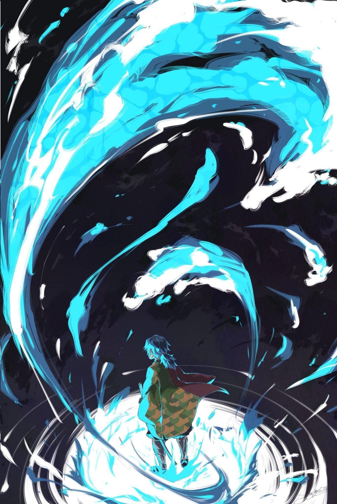1370x2048 Aesthetic Demon Slayer Wallpaper Water