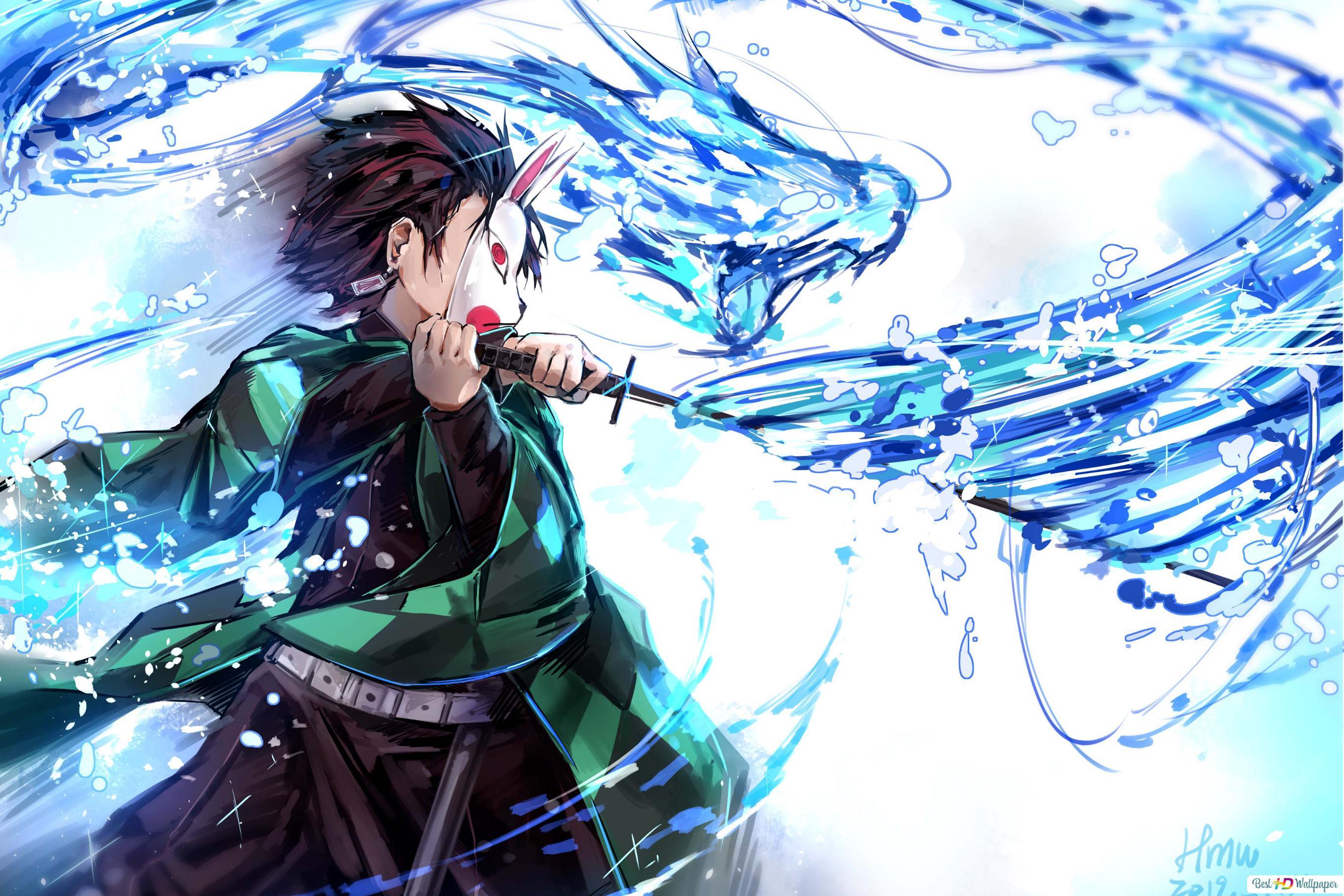2736x1824 Demon Slayer: Tanjiro's water breathing- Dragon form HD wallpaper download