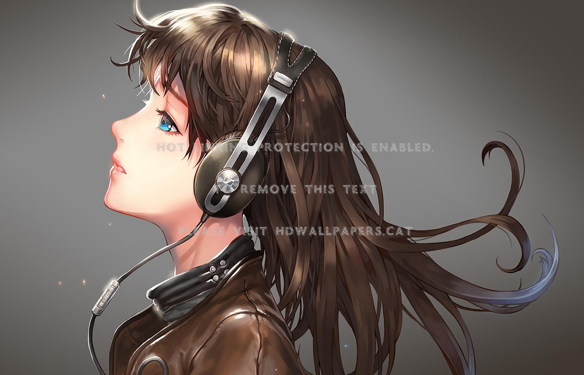 1924x1236 music pretty headphones anime girl
