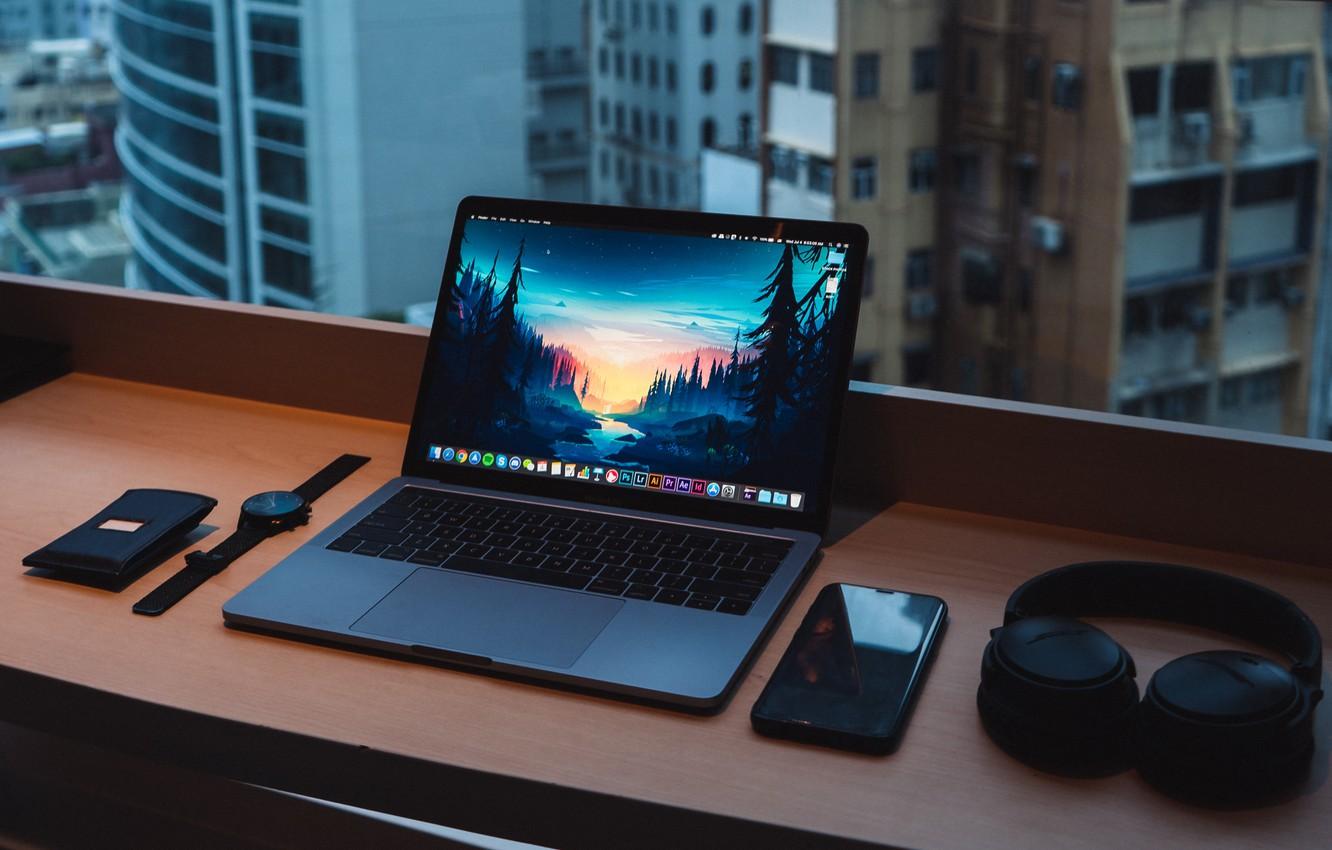 1332x850 Wallpaper Notebook, Headphones, Window, Smartphone, Desk, Watches Image For Desktop, Section Hi Tech