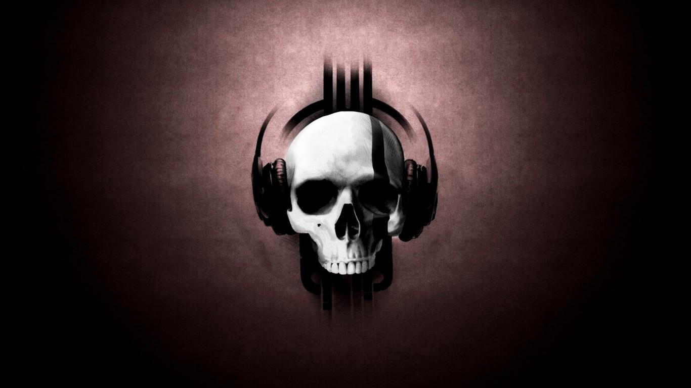 1366x768 Download 1366x768 Skull, Creepy, Headphones Wallpaper for Laptop, Notebook