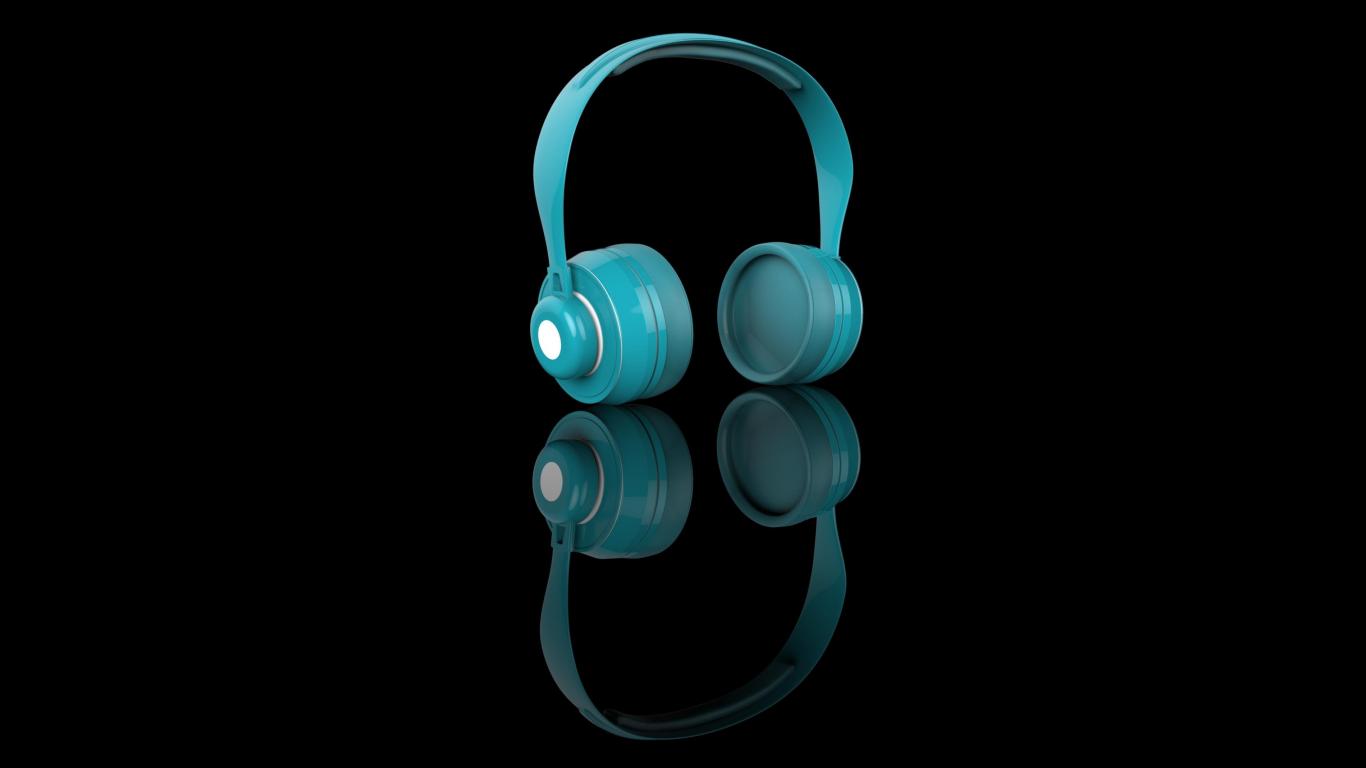 1366x768 Download 1366x768 wallpaper headphones, music, blue, digital art, tablet, laptop, 1366x768 HD image, background, 10106