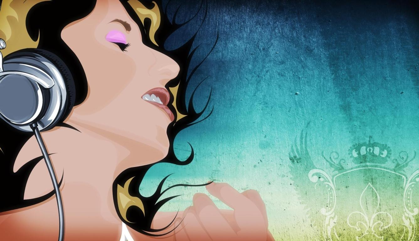 1336x768 girl, face, headphones HD Laptop Wallpaper, HD Vector 4K Wallpaper, Image, Photo and Background