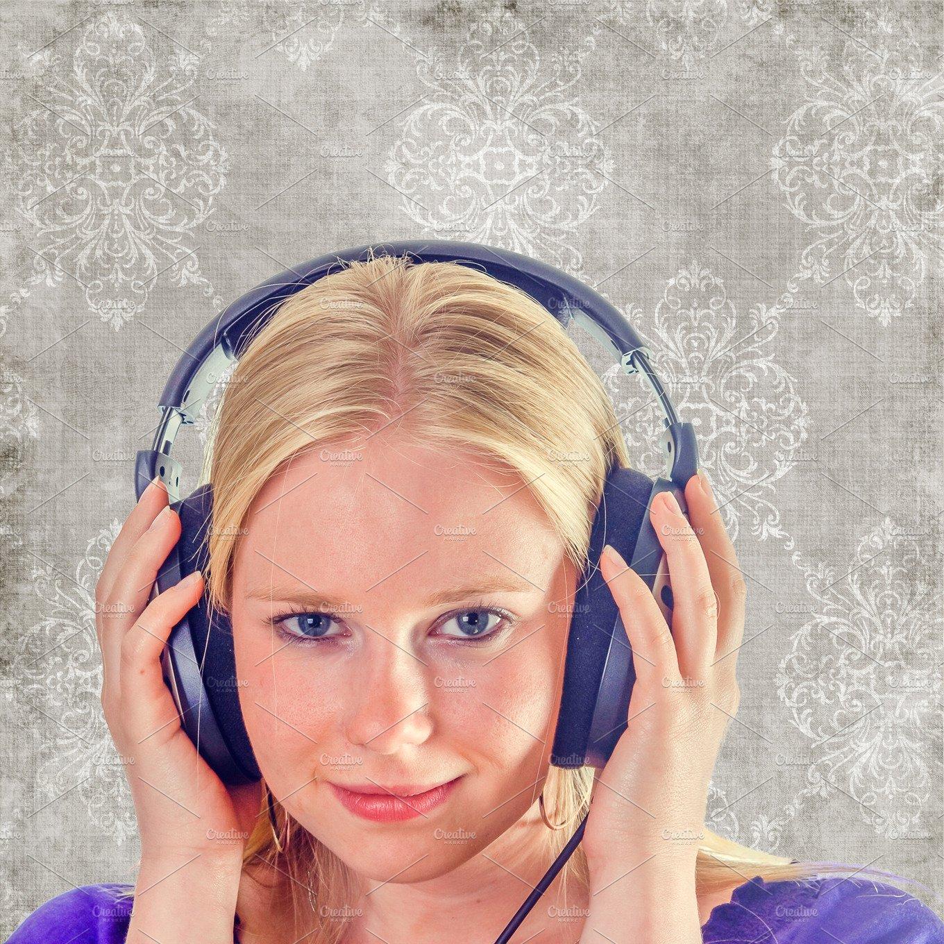 1360x1360 Beautiful Girl With Headphones. High Quality People Image Creative Market