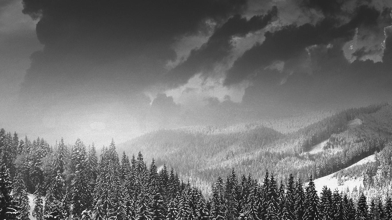 1366x768 Winter Mountain Snow Dark Bw Nature Wallpaper