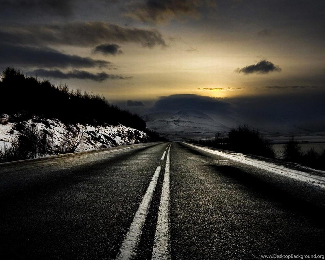 1280x1024 Dark Winter Road >> HD Wallpaper, Get It Now! Desktop Background