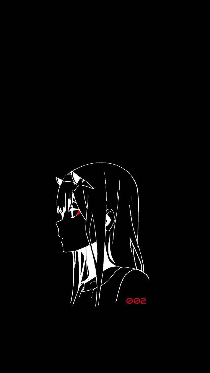 736x1308 Zero Two Black Wallpaper