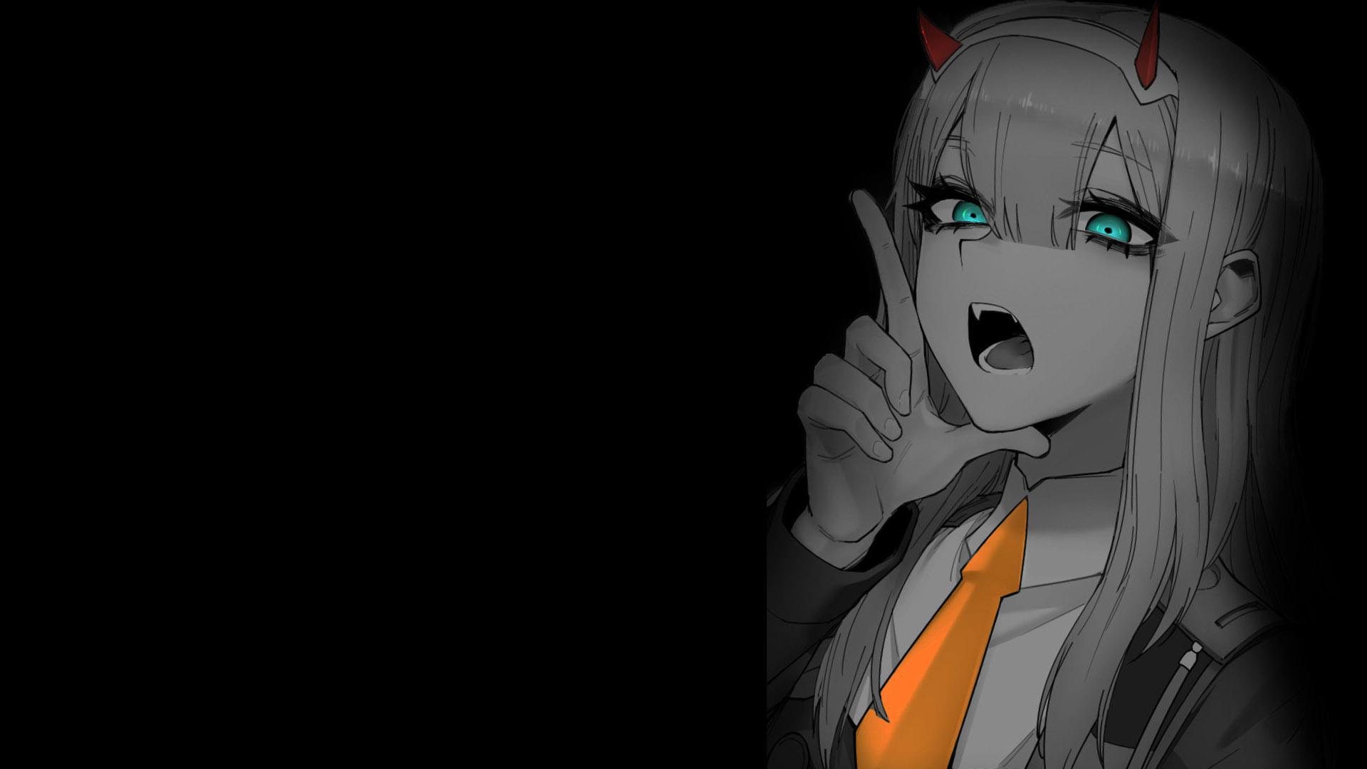1920x1080 Selective Coloring Anime Girls Monochrome Anime Darling In The FranXX Zero Two Darling In The FranXX Wallpaper:1920x1080