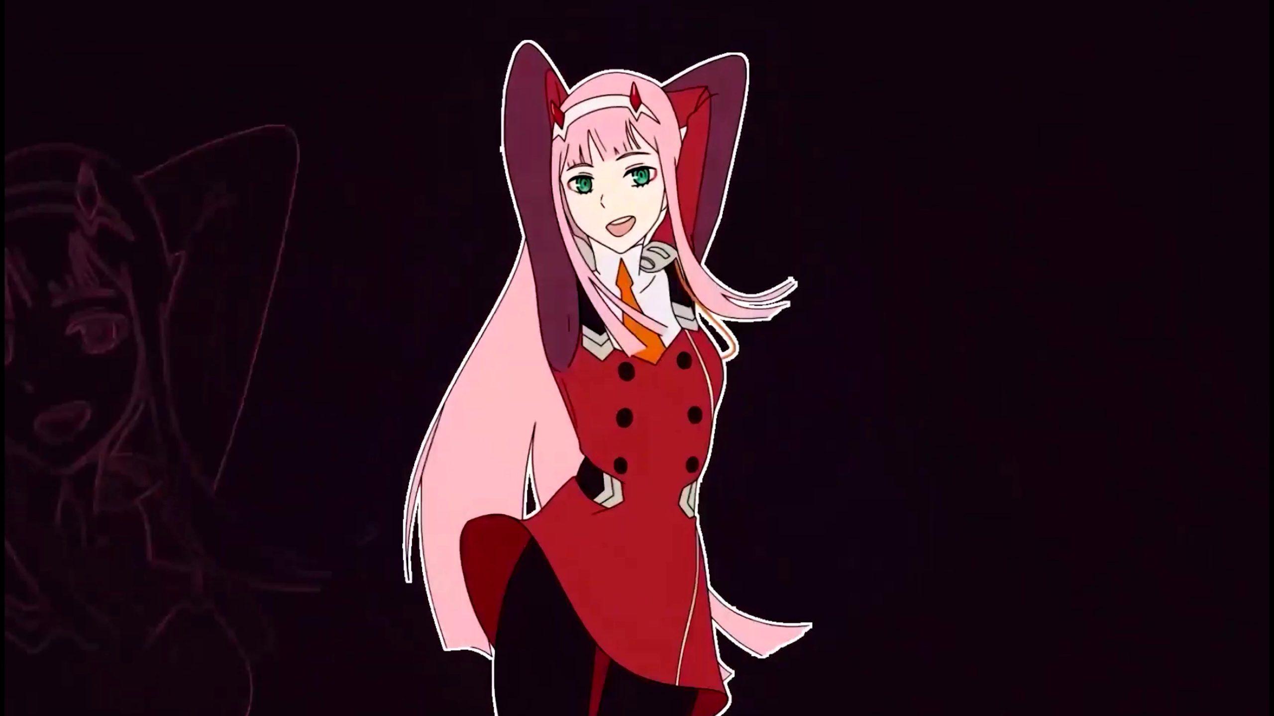 2560x1440 ZeroTwo and girl in black (Phut Hon) 4K Live Wallpaper