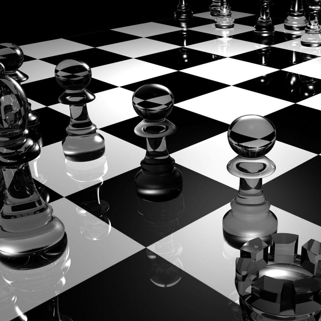 1024x1024 Download Wallpaper 1024x1024 Chess, Board, Glass, Black white