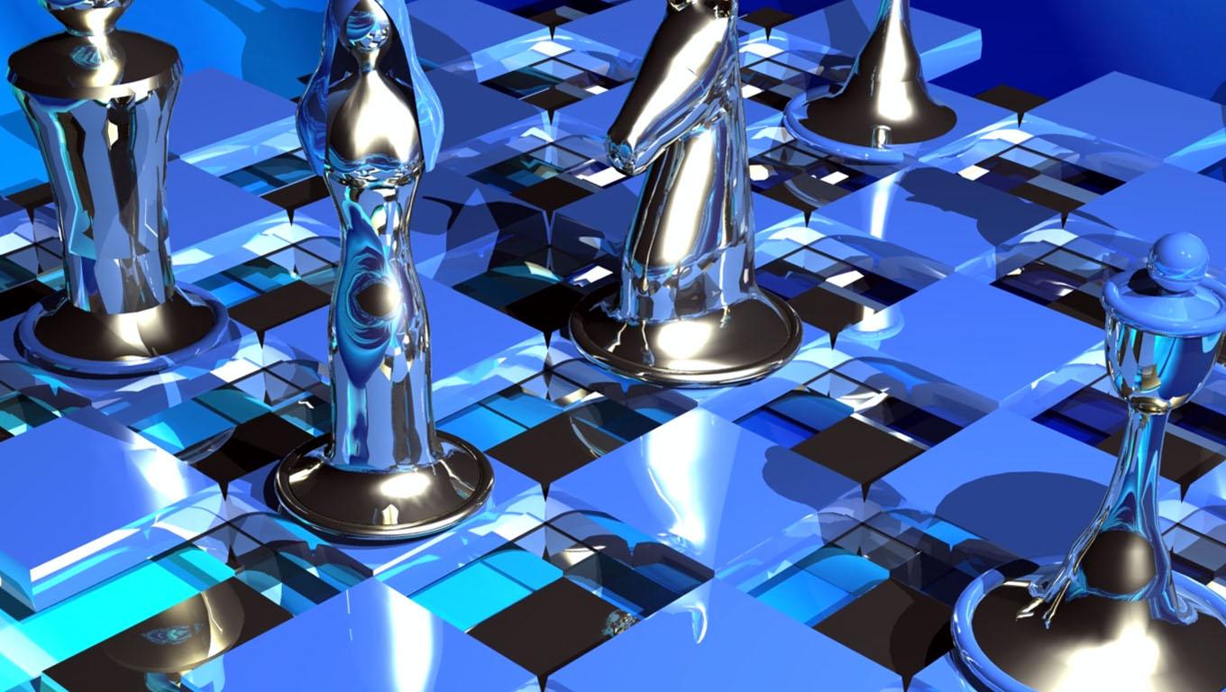 1360x768 3D Chess Glass Wallpaper HD / Desktop and Mobile Background
